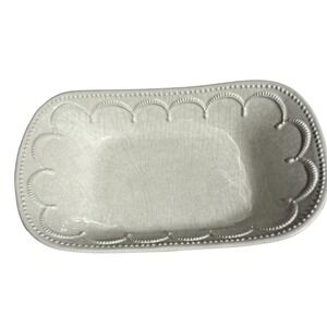 Italian Stoneware Rectangular Serving Dish‎ Cream Crackle Glaze Tuscan Farmhouse